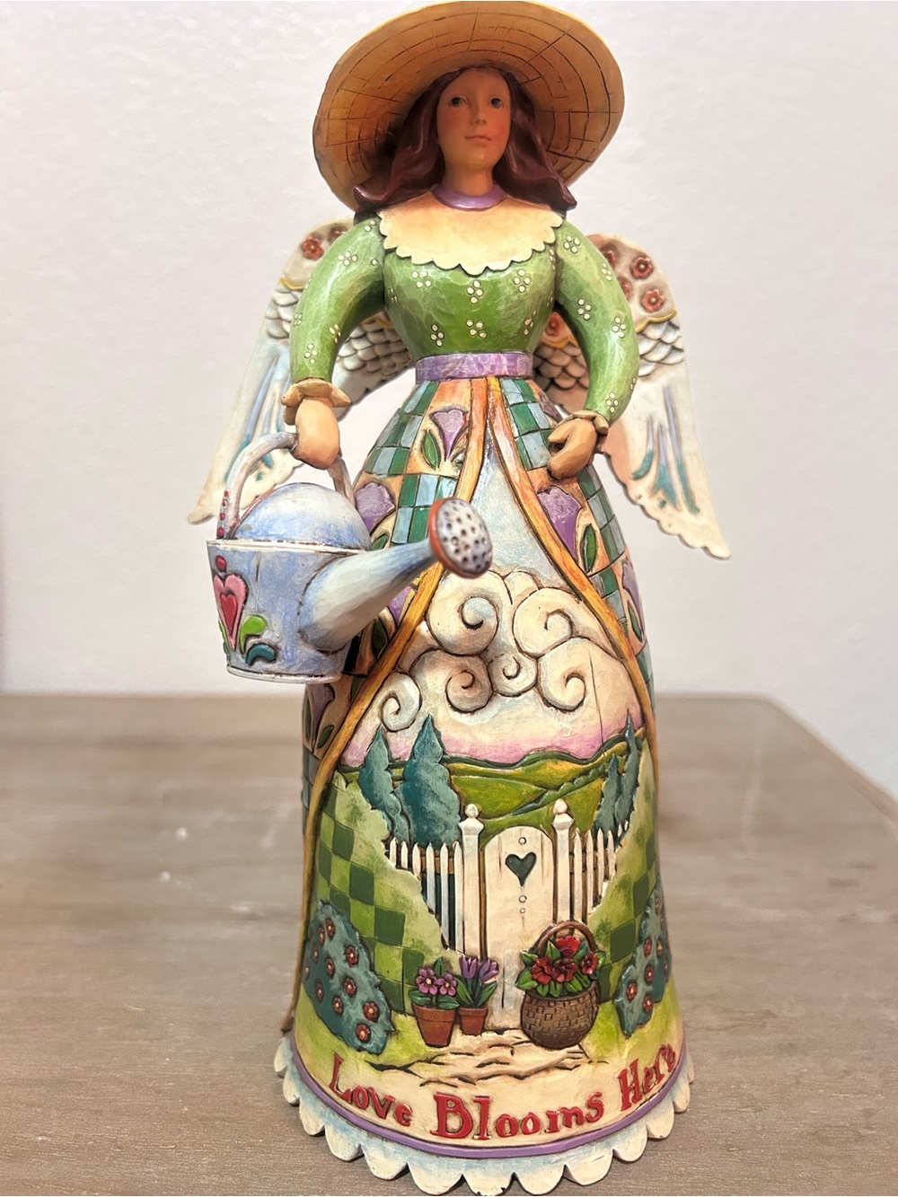 Jim Shore Garden Angel Figurine in Green, Blue, Purple and Cream